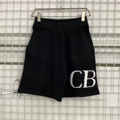Cole Buxton Black Side Italic CB Logo Shorts