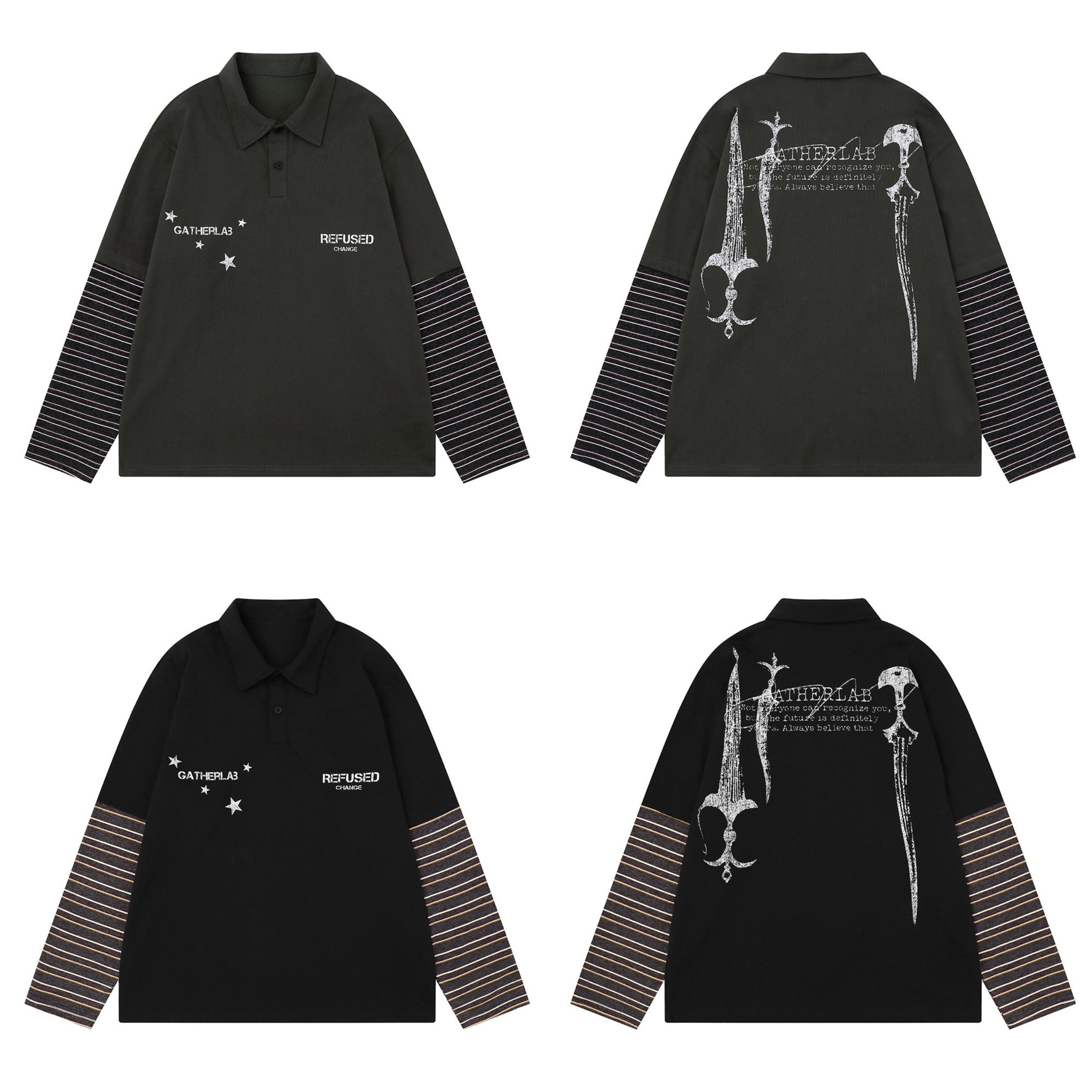 CapCabin Layered Graphic Long Sleeve Polo
