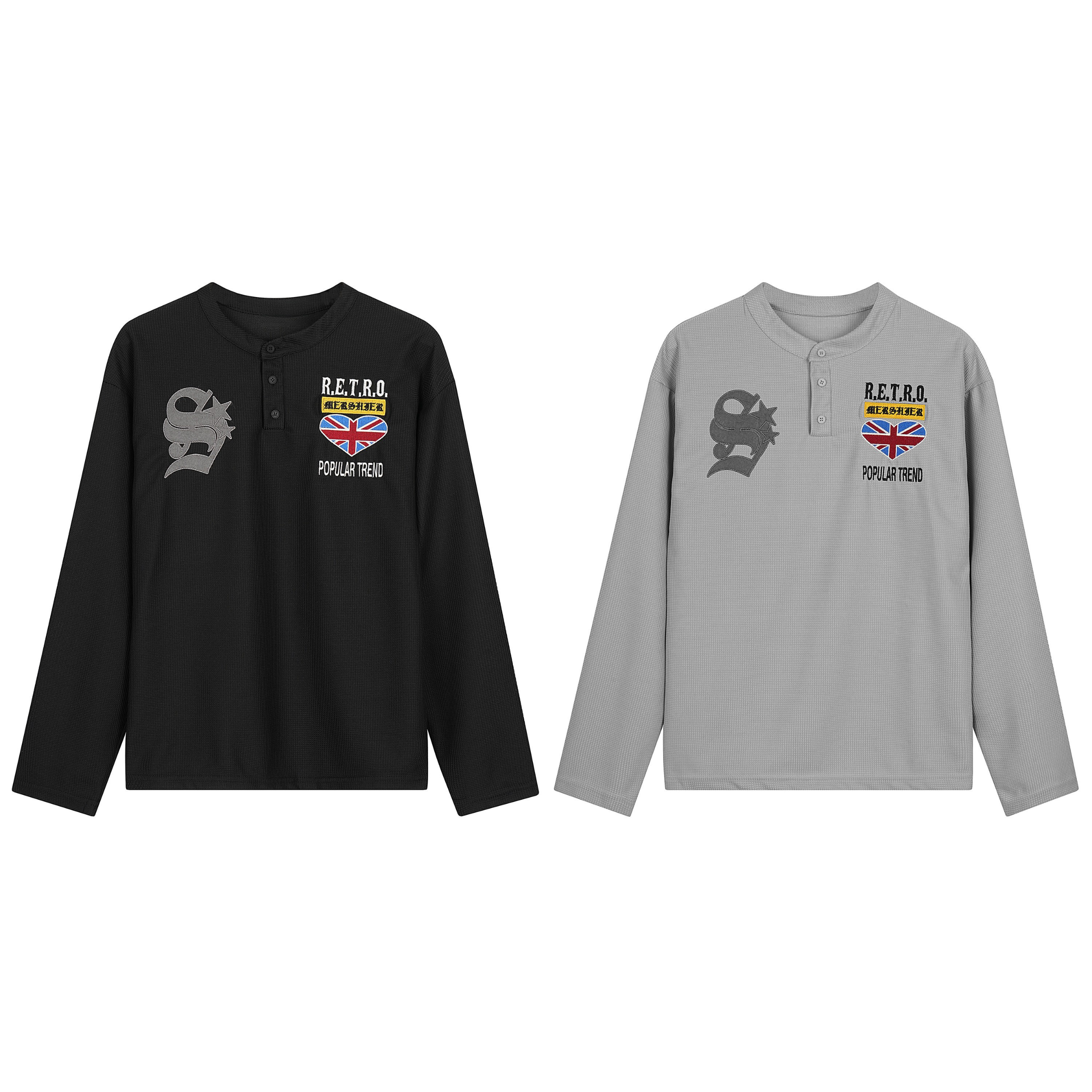 CapCabin Retro Henley Long Sleeve Tee