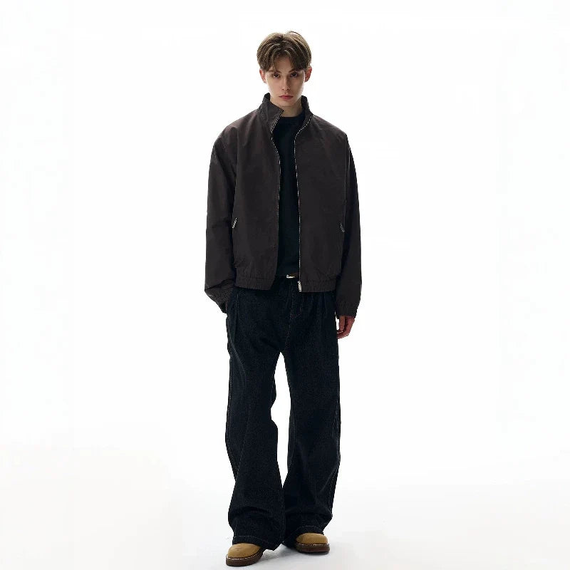 NOAH MARS Old Money Vibe Stand Collar Short Casual Windbreaker Jacket
