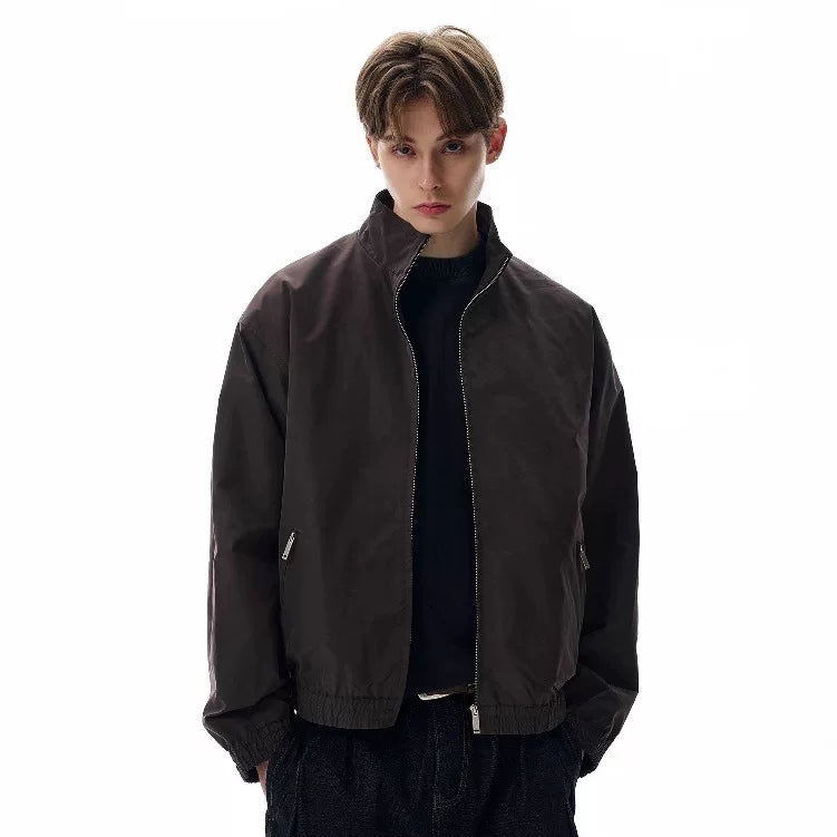 NOAH MARS Old Money Vibe Stand Collar Short Casual Windbreaker Jacket