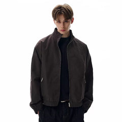 NOAH MARS Old Money Vibe Stand Collar Short Casual Windbreaker Jacket