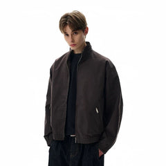 NOAH MARS Old Money Vibe Stand Collar Short Casual Windbreaker Jacket