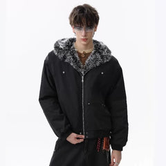NOAH MARS Mountain Print Velvet Lined Hooded Cotton Jacket Men Old Money Winter Coat