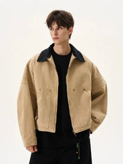 NOAH MARS 15oz Washed Bead Canvas Workwear Jacket Old Money Retro Short Coat